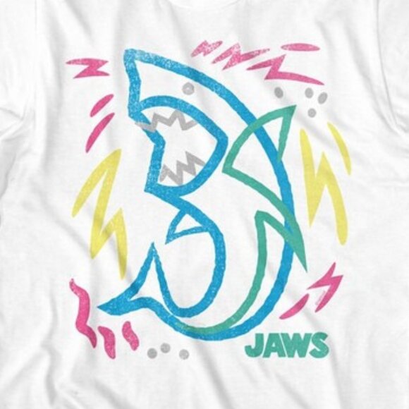 Jaws Doodle White Shark Attack Classic Horror Movie Graphic Fan T-Shirt 166 - Picture 2 of 5